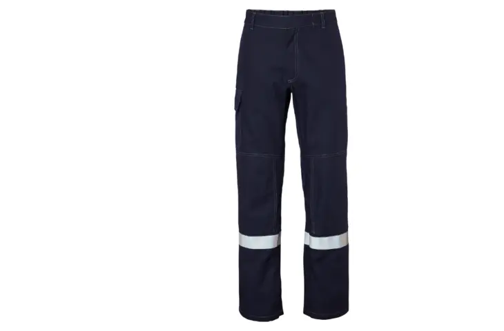 Pantalon de travail PROMEGA marine avec bandes rétroréfléchissantes - face